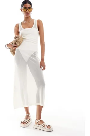 MANGO Knitted cami midi dress in