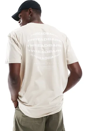 Threadbare Oversized back print logo t-shirt in stone
