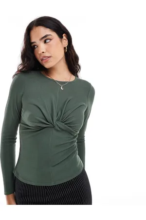 Closet Twist front top in Khaki