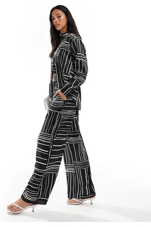 Style Cheat Wide leg trousers in mono print co-ord