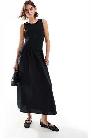 MANGO Drop waist midi dress in