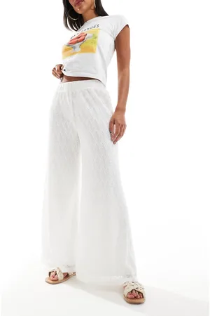 Closet Wide leg textured trousers in ivory