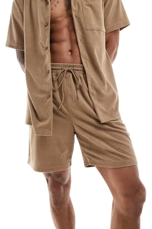 South Beach Waffle towelling beach short co-ord in tan