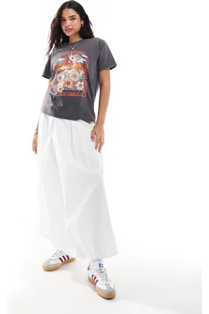 Pull&Bear Floral landscape graphic oversized t-shirt in washed