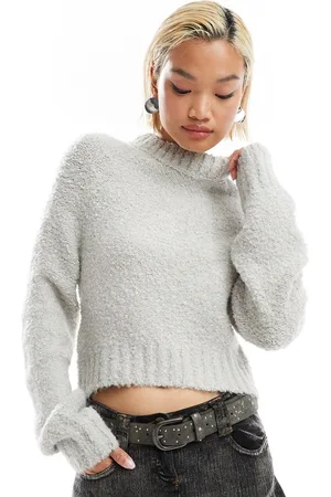 Glamorous Chunky boxy crop knit jumper in grey marl