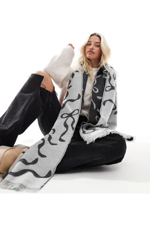 ASOS Abstract bow jacquard woven scarf in grey