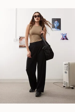 Weekday Drew mid waist slouchy trousers with front pleats in