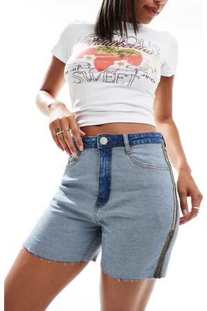 Threadbare Inside out denim shorts in mid wash