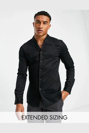 ASOS Slim fit sateen shirt with shawl collar in