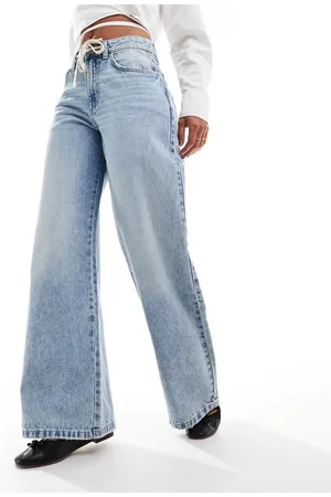 Cotton On Cotton On relaxed wide leg jeans with shoelace waist detail in oasis