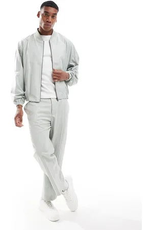 ASOS Smart co-ord 80s bomber jacket in linen stripe