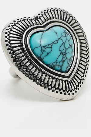 ASOS Ring with turquoise semi precious style heart stone in tone