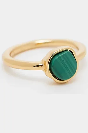 ASOS 14K plated ring with molten malachite style stone