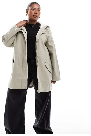 VERO MODA Coated rain jacket with hood in stone