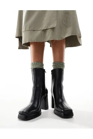 Public Desire Patty2 square toe platform heeled ankle boots in