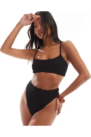 ASOS Petite Amy mix and match crinkle high leg high waist bikini bottom in