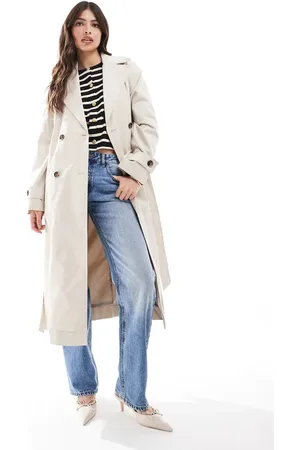 MANGO Longline core trench coat in light beige