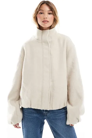 ASOS Funnel neck brushed formal bomber in stone