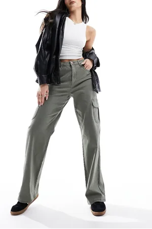 VERO MODA Wide leg cargo trousers in ivy