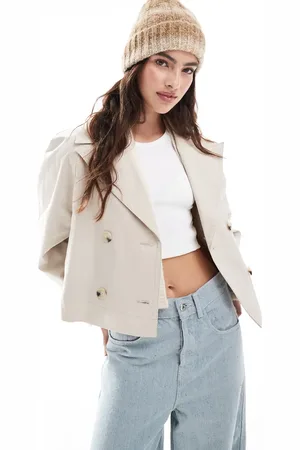 MANGO Cropped trench in light beige
