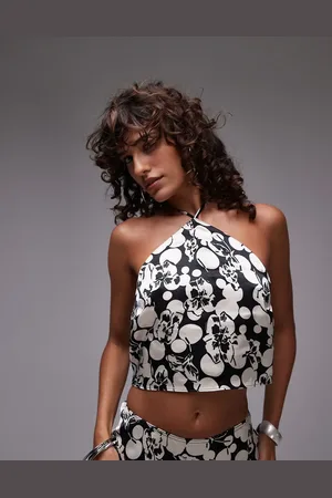 Topshop Co-ord halter top in mono floral