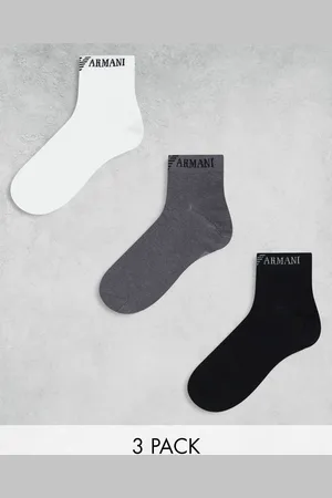 Armani Exchange Emporio Armani Bodywear 3 pack sneaker socks in white/black and grey