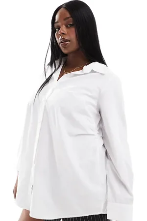 Yours Relaxed long sleeve button up shirt in white