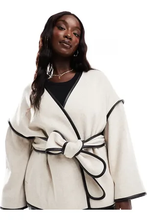 4th & Reckless Exclusive wool longline tie waist jacket in cream