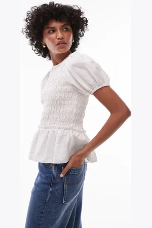 Topshop Shirred top in ivory