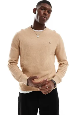 Ralph Lauren Icon logo cotton knit jumper in camel marl