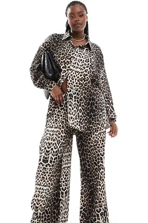 Extro & Vert Plus Plisse trousers in leopard print co-ord