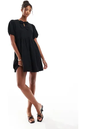 New Look Bow front mini smock dress in