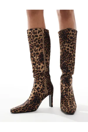 Public Desire Pose heeled knee boots in leopard
