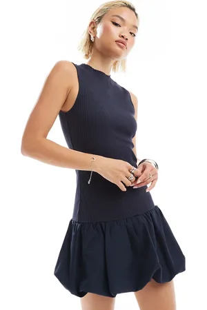 Glamorous Knit high neck mini dress with bubble hem in