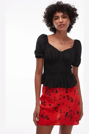 Topshop Textured waisted top in