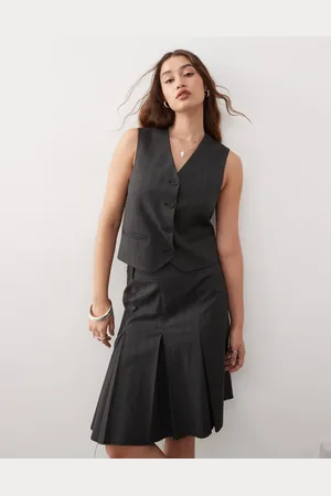 Weekday Mica co-ord waistcoat vest in dark pinstripe