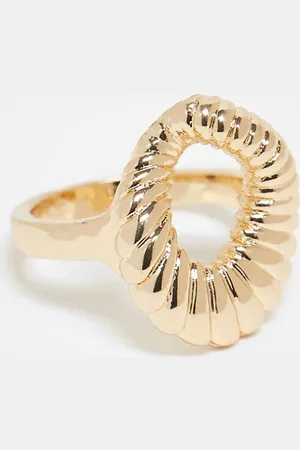 ASOS Ring with textured open oval design in tone