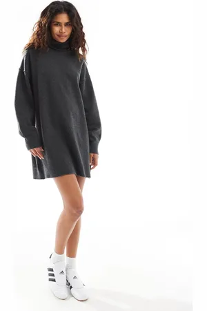 Weekday Annie wool blend roll neck knitted mini dress in melange exclusive to ASOS