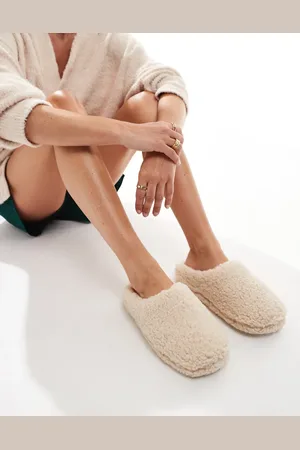 Loungeable Cosy borg mule slipper in beige