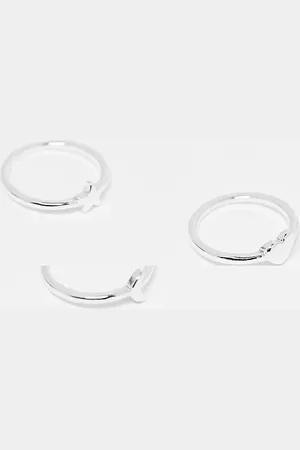 Monki 3 pack rings star, moon and heart in