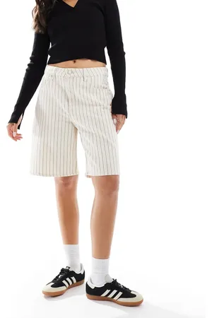 Cotton On Cotton On baggy longline denim shorts in ecru stripe