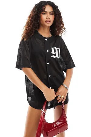 COLLUSION Baseball style mini dress in black