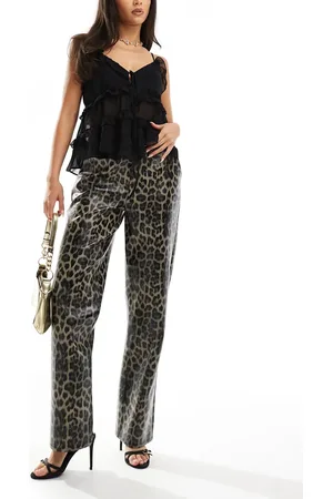 ASOS Faux leather trouser in animal print