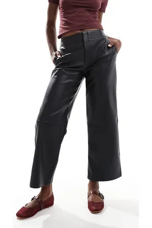 ASOS Faux leather cropped trousers in