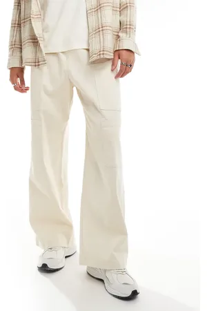 ADPT. Wide fit pull on cargo trouser in off white