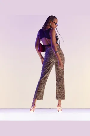 ASOS Cropped mid rise straight jean in leopard print
