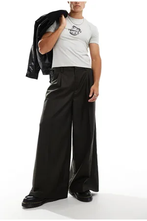COLLUSION Wide leg baggy tailored trousers in dark khaki