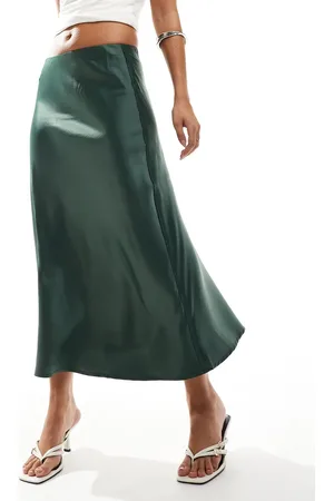 Y.A.S Satin midi skirt in deep