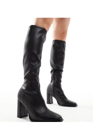 London Rebel London Rebel Paige wide fit knee high sock boots in