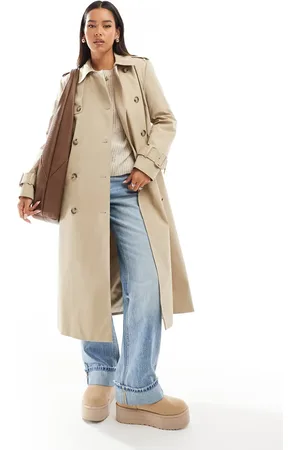 MANGO Premium longline trench coat in beige